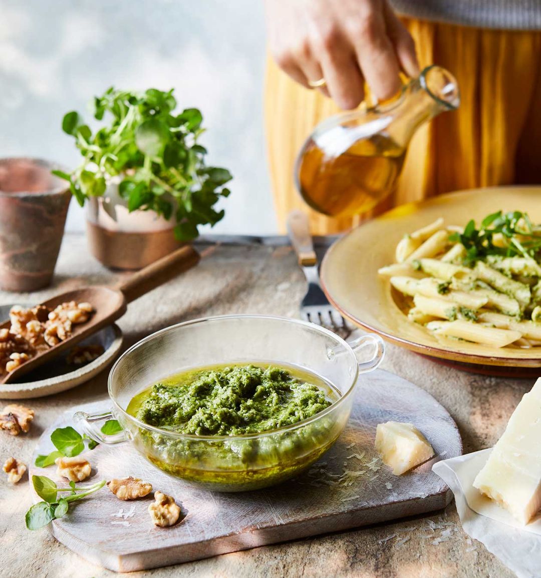 Walnut, watercress and pecorino pesto
