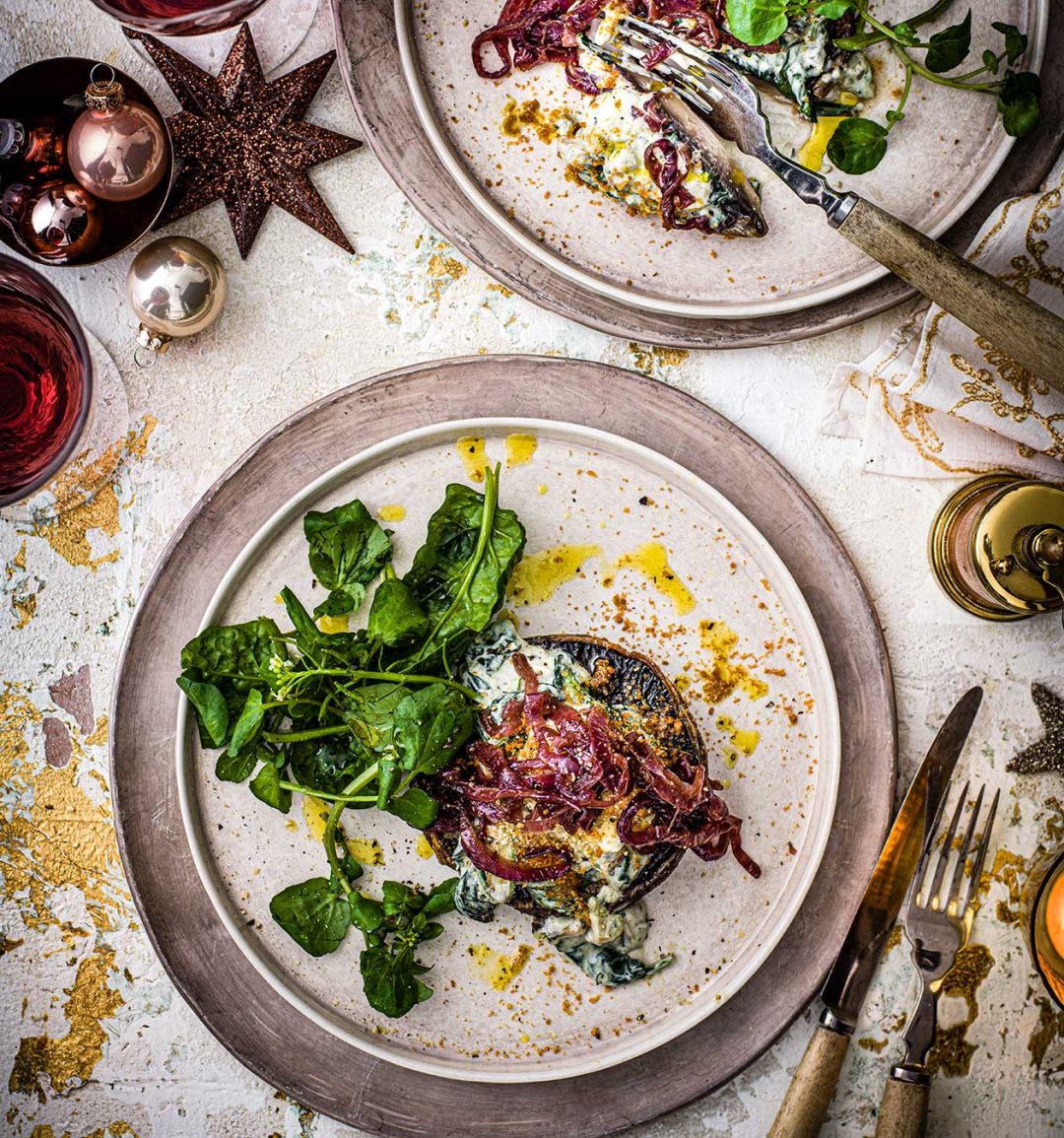 Triple-cheese stuffed mushrooms