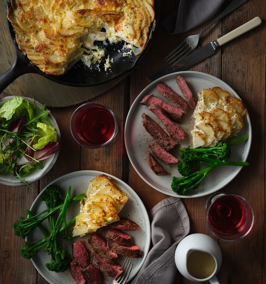 Maille mustard steak and dauphinoise 