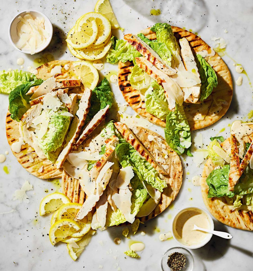 Chicken Caesar flatbreads