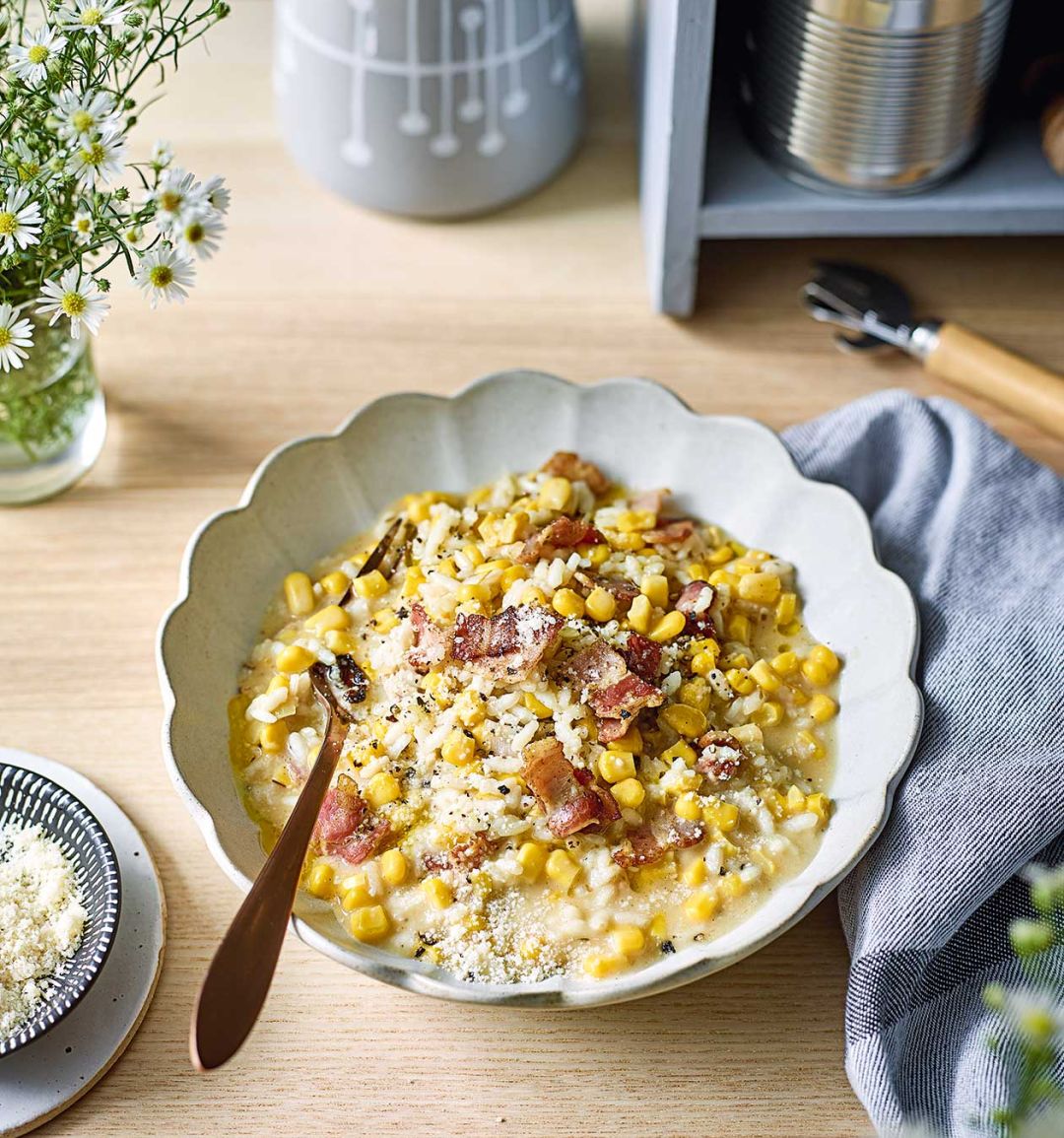Sweetcorn and bacon risotto
