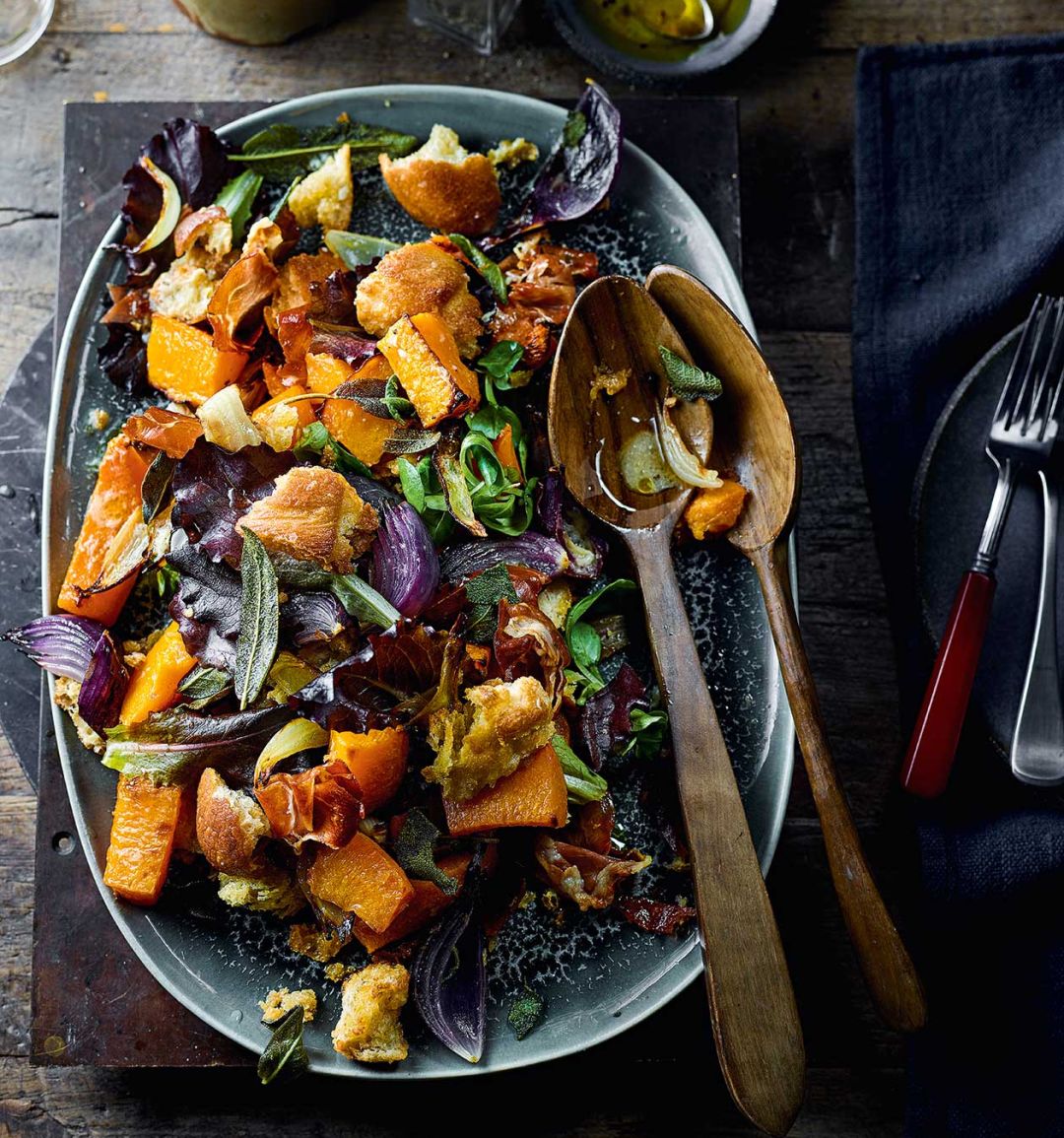 Squash, sage and prosciutto panzanella