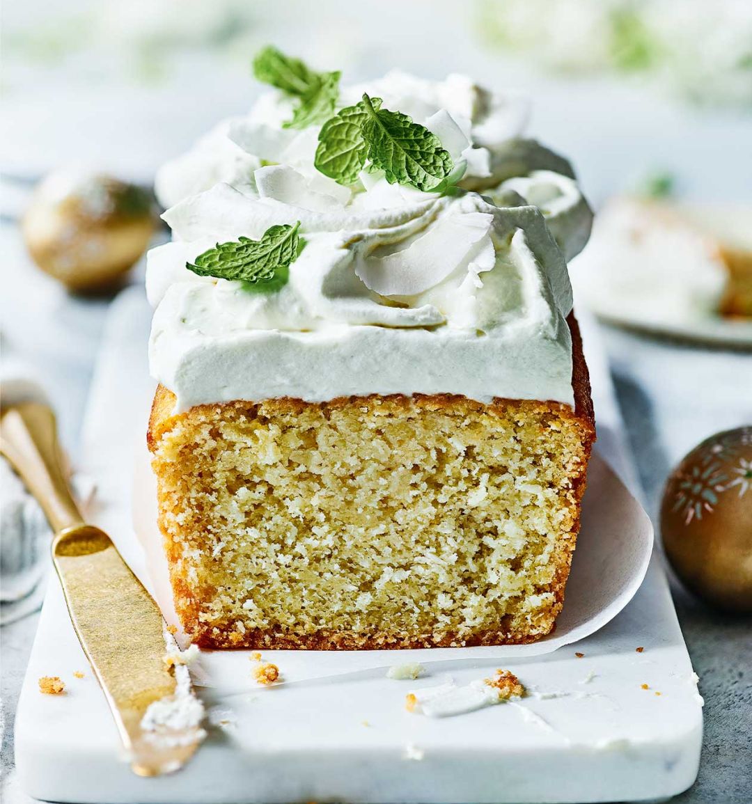Triple coconut, lime and mint loaf cake