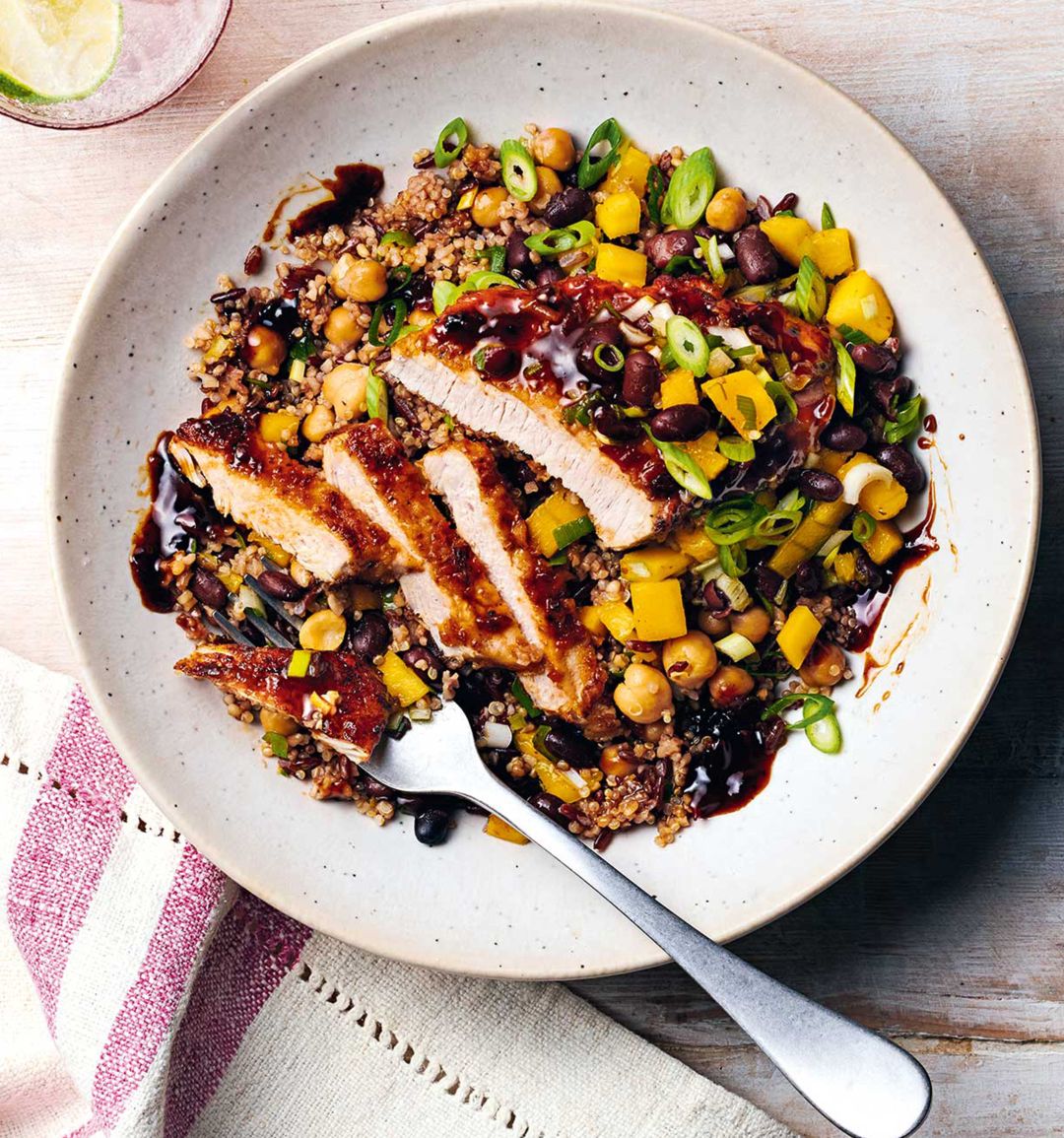 Glazed pork with mango salsa