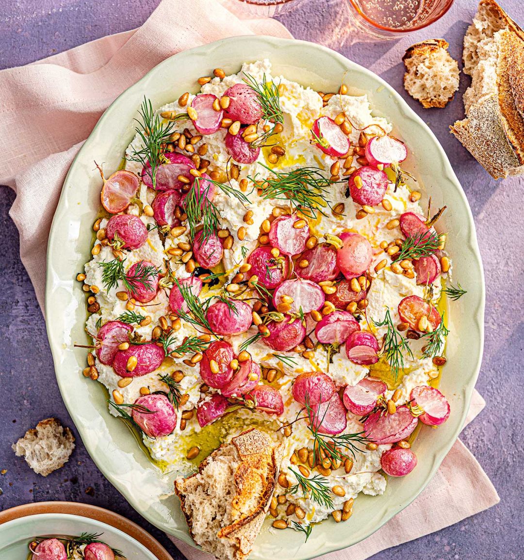 Goat's cheese mousse with roasted radishes