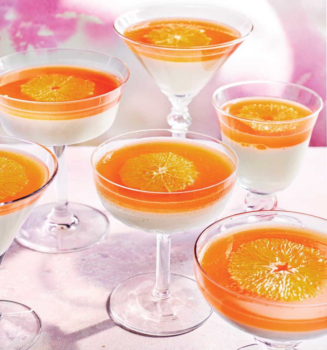 White chocolate panna cotta with Aperol spritz jelly