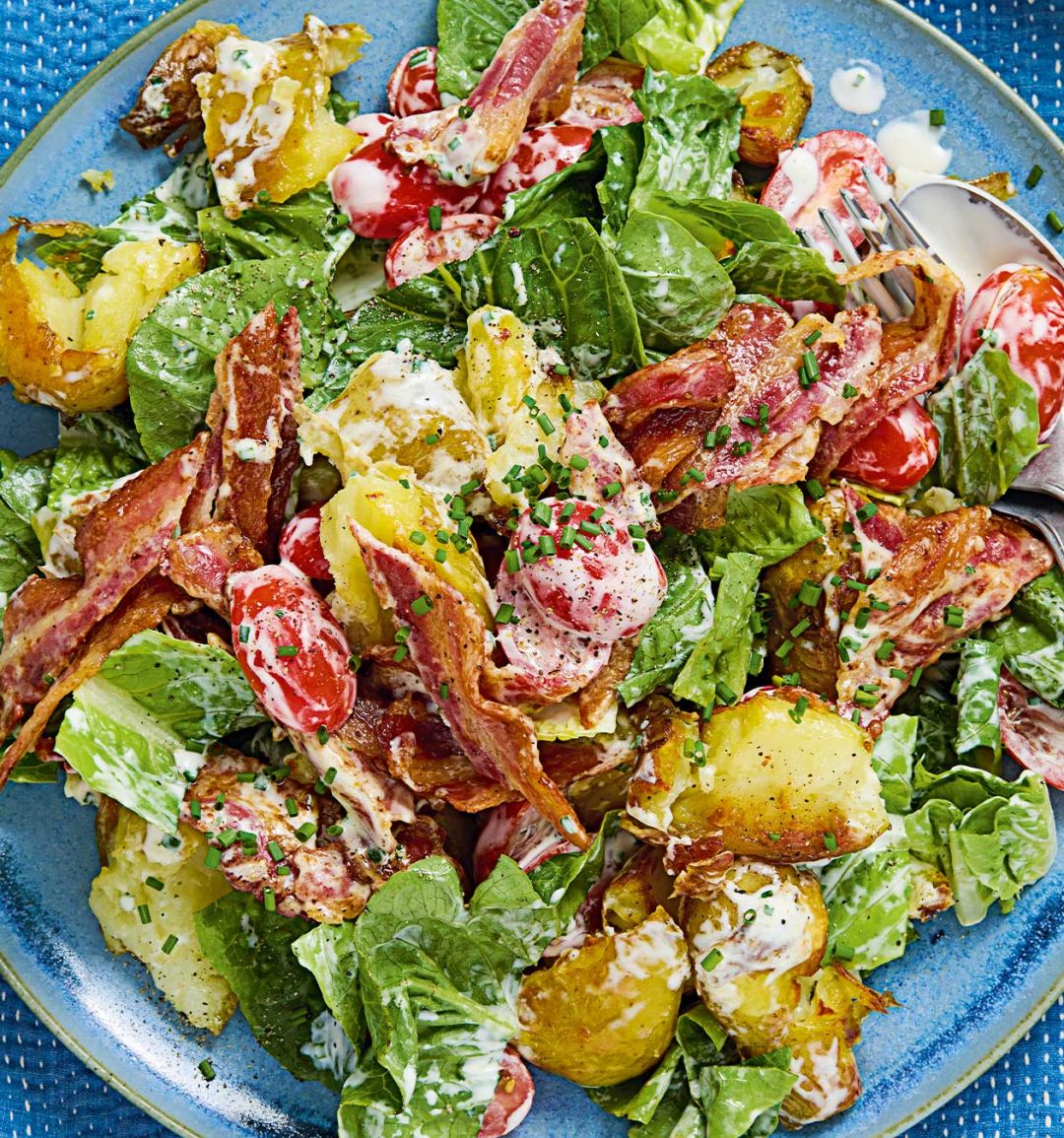 Crispy smashed potato BLT