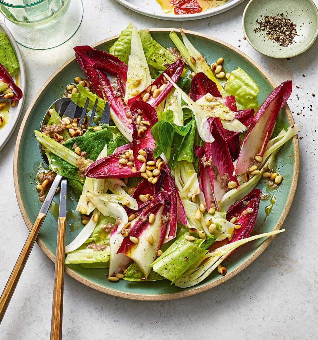 Red chicory salad with anchovy dressing