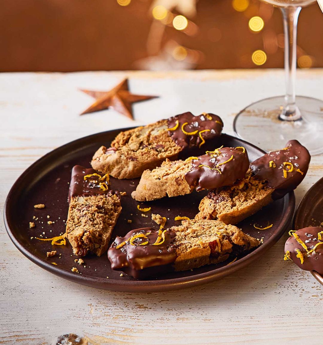 Pecan and orange cookie dough biscotti 