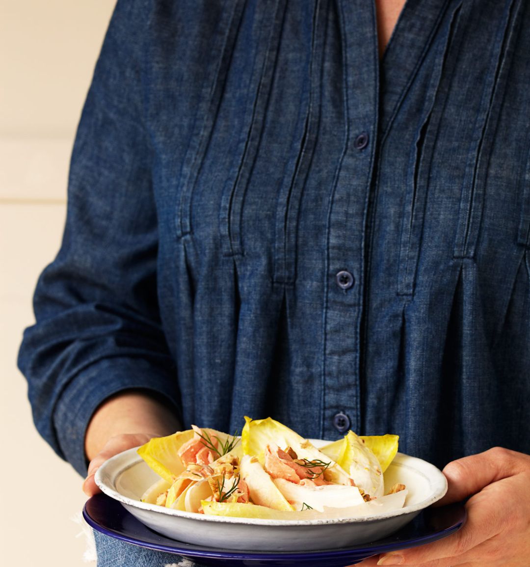 Trout, chicory and walnut salad