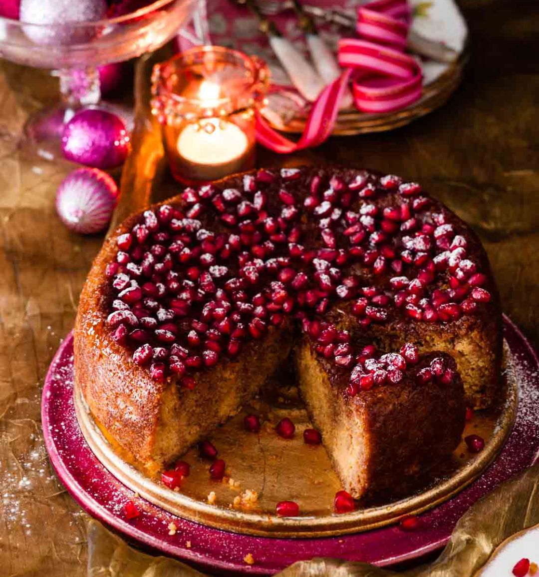 Gluten-free clementine and pomegranate cake