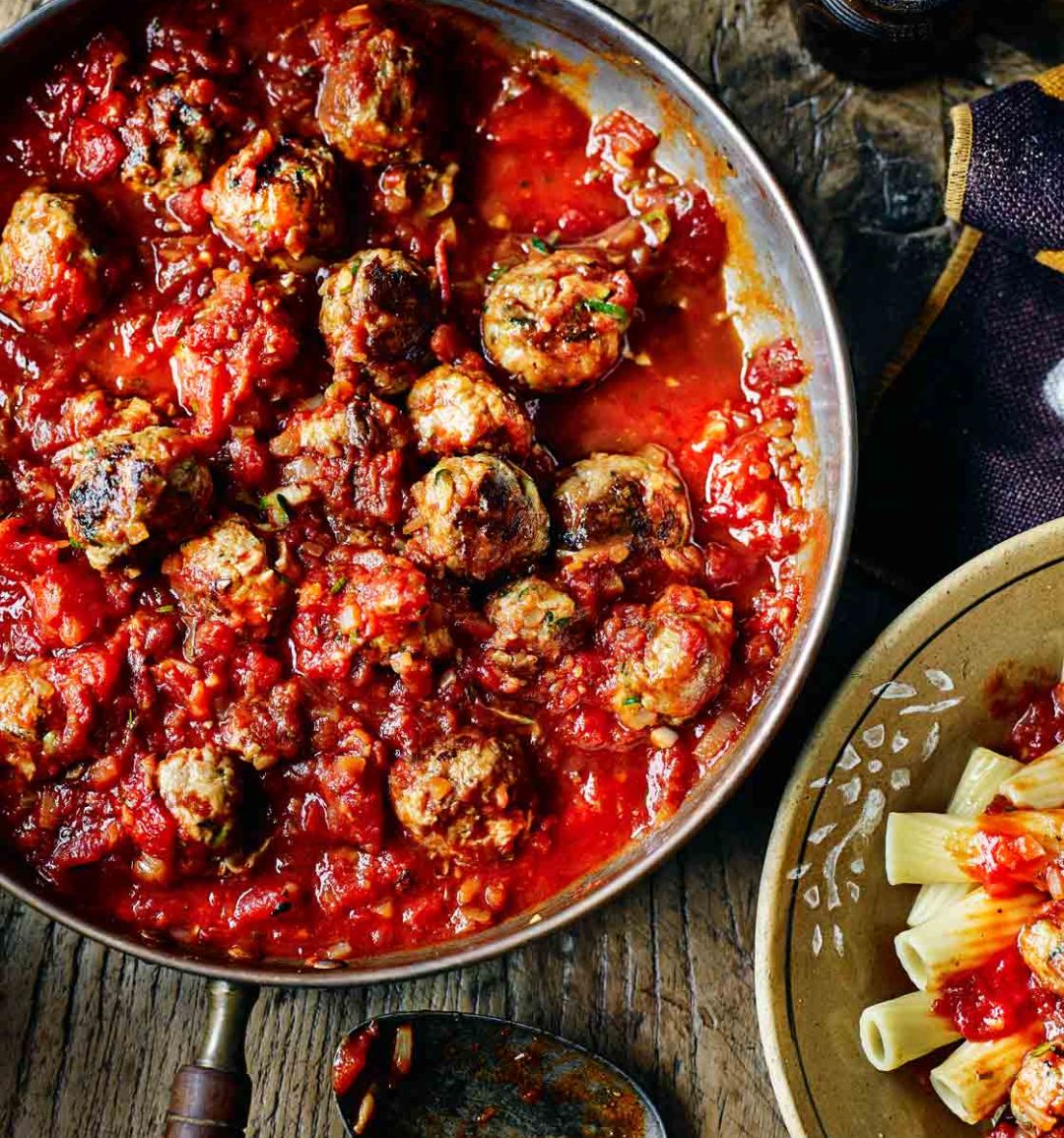 Turkey meatballs with rigatoni