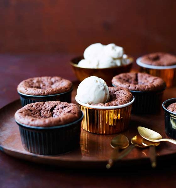 Hot chocolate brownie peanut butter puddings 
