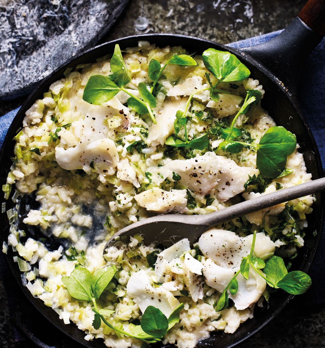 Smoked haddock and leek risotto