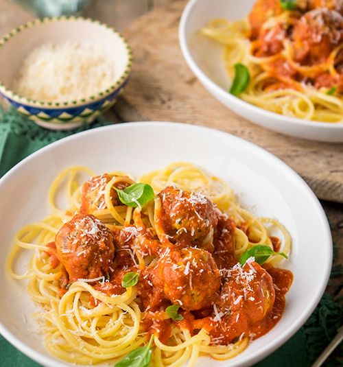 Chicken and ricotta meatballs in tomato sauce