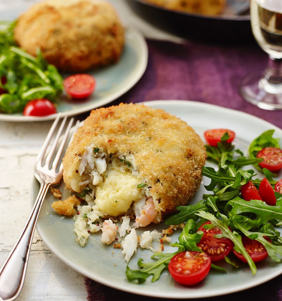 Melting middle smoked haddock and prawn fishcakes