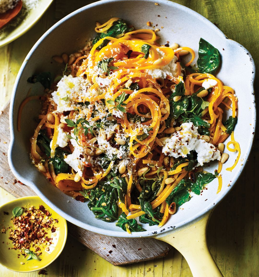 Butternut noodles with spinach and ricotta