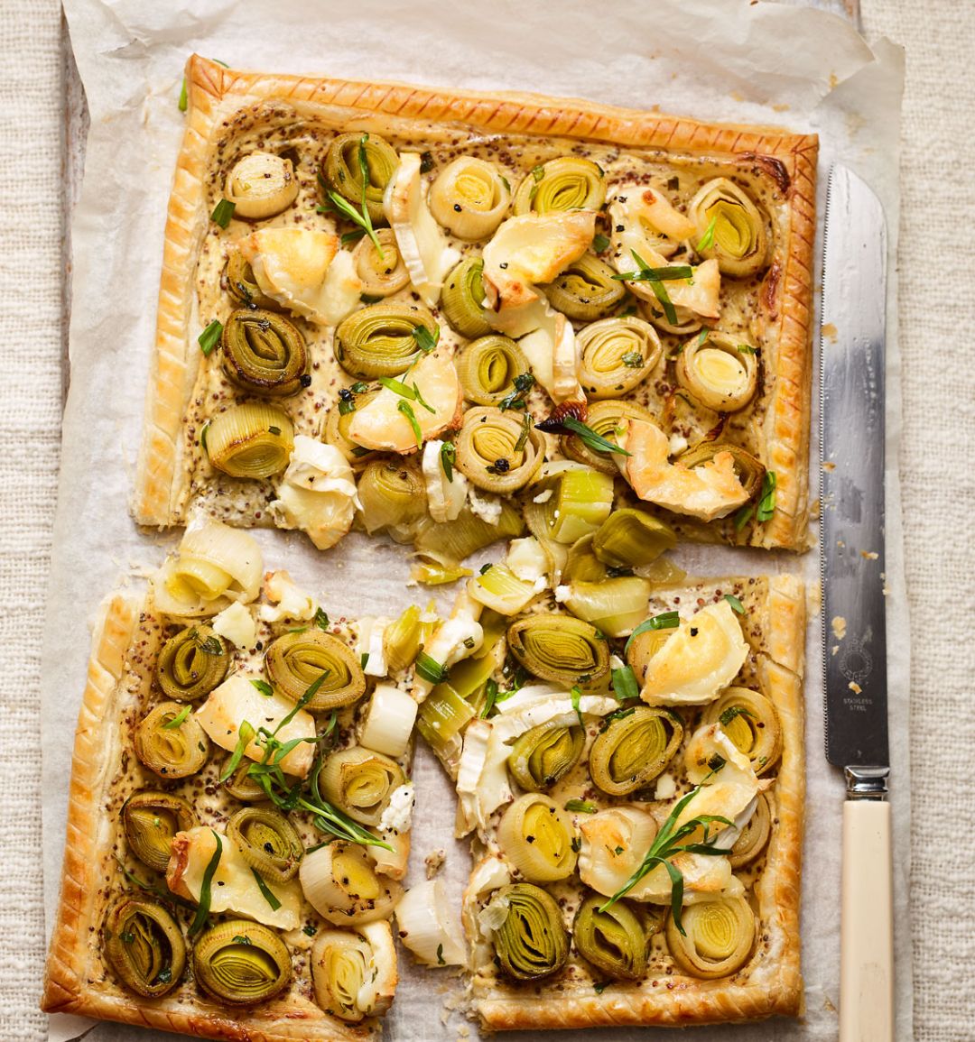 Leek and goats’ cheese tart 