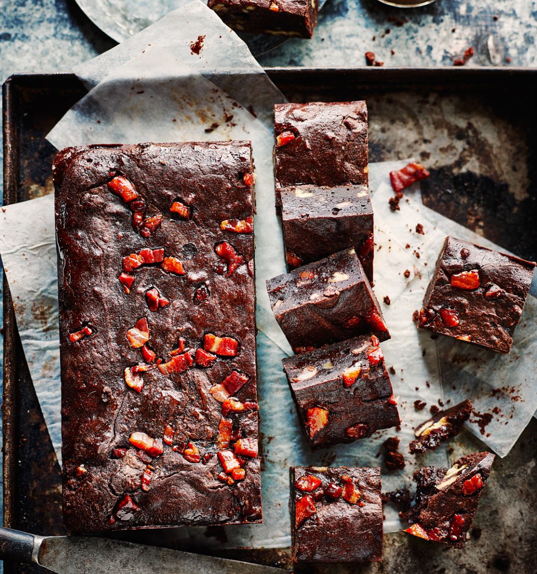 Maple-bacon and pecan brownies