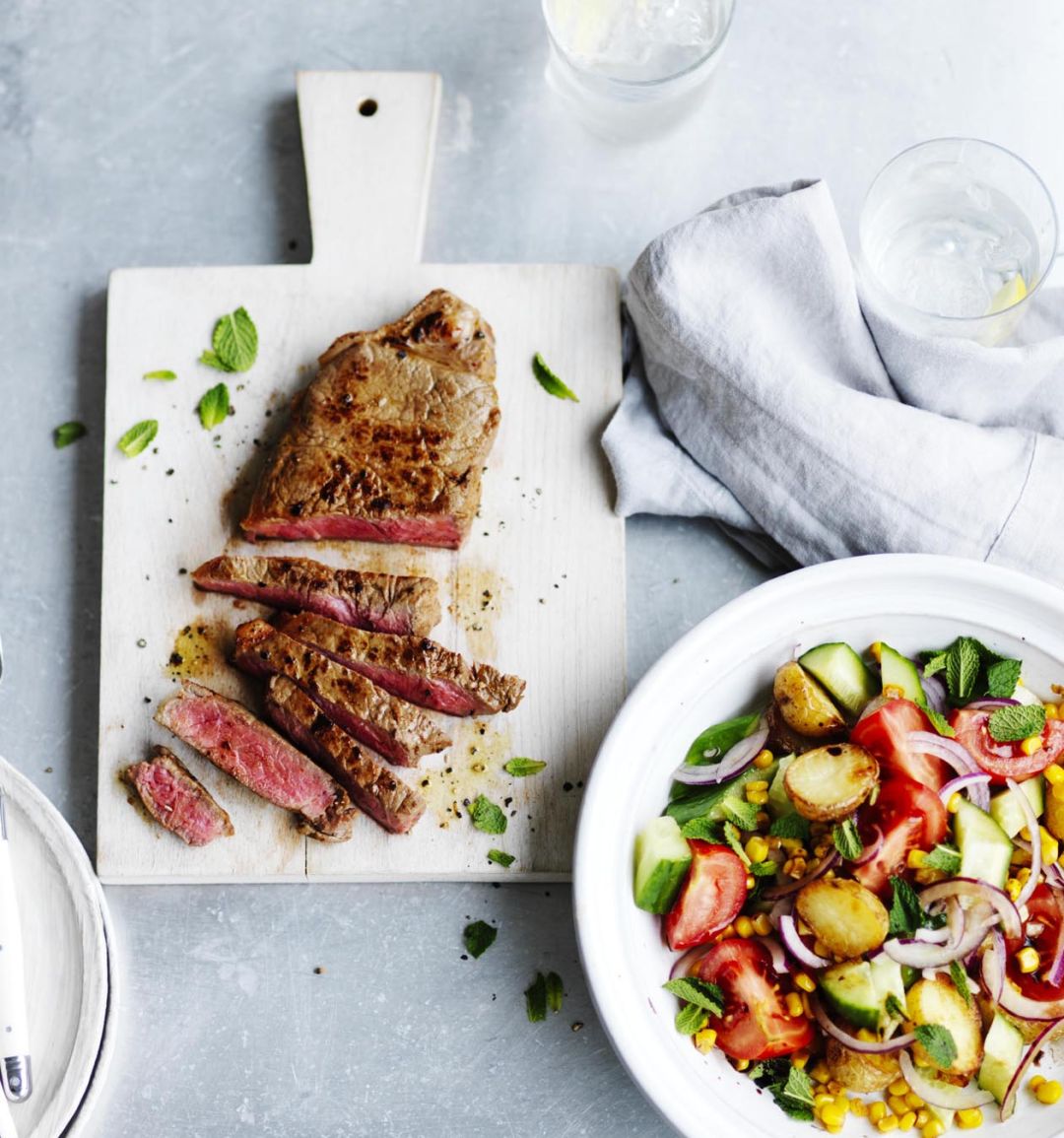 Peri peri steak and roasted new potato salad