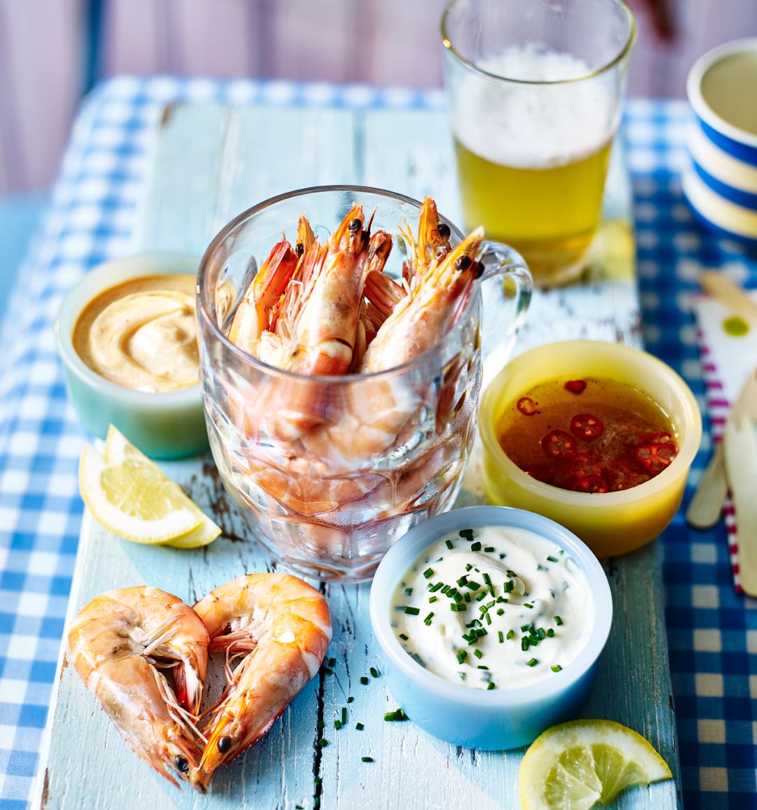 Pint of prawns with mix ’n’ match dips