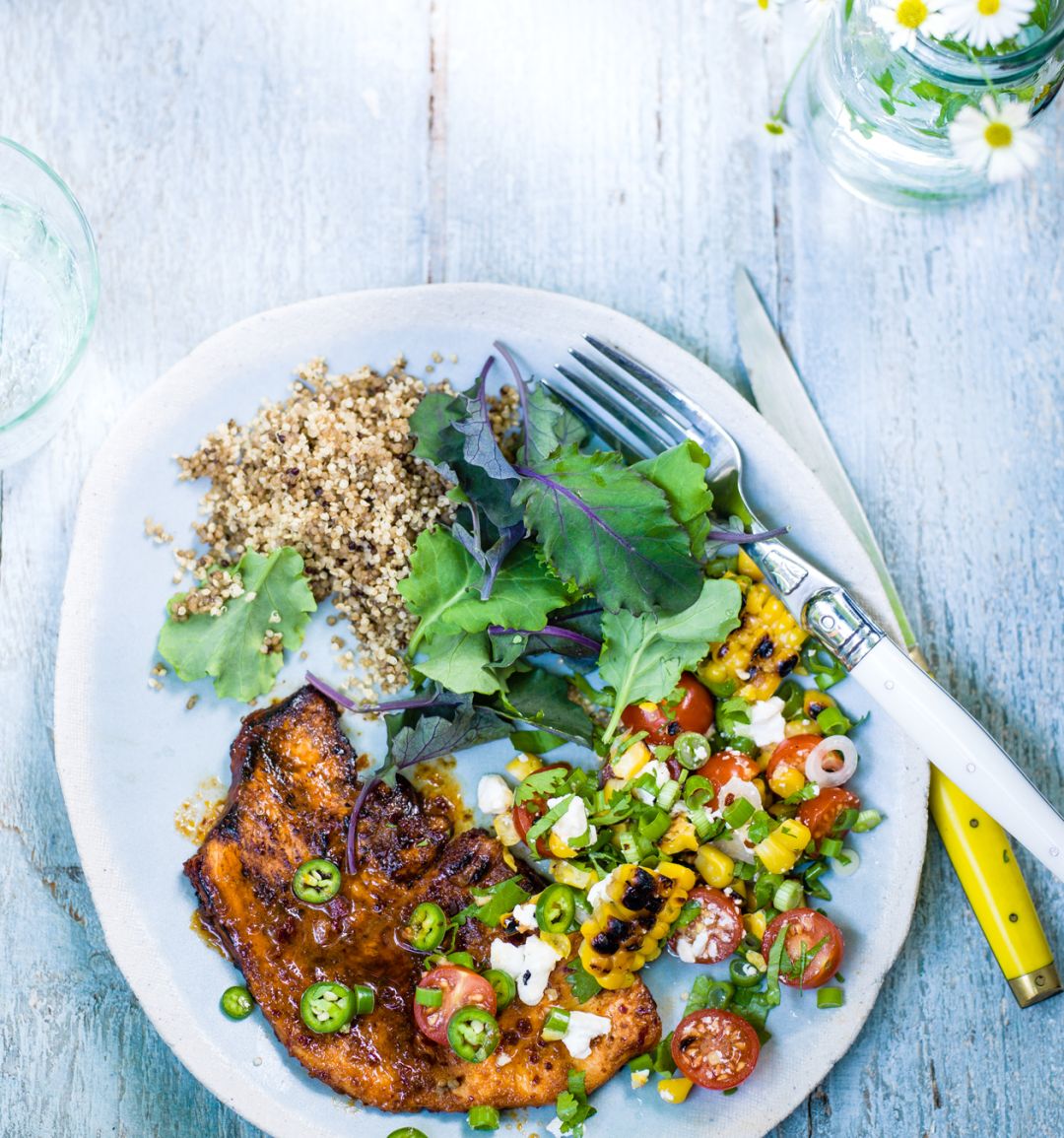 Spicy turkey steaks with corn salsa
