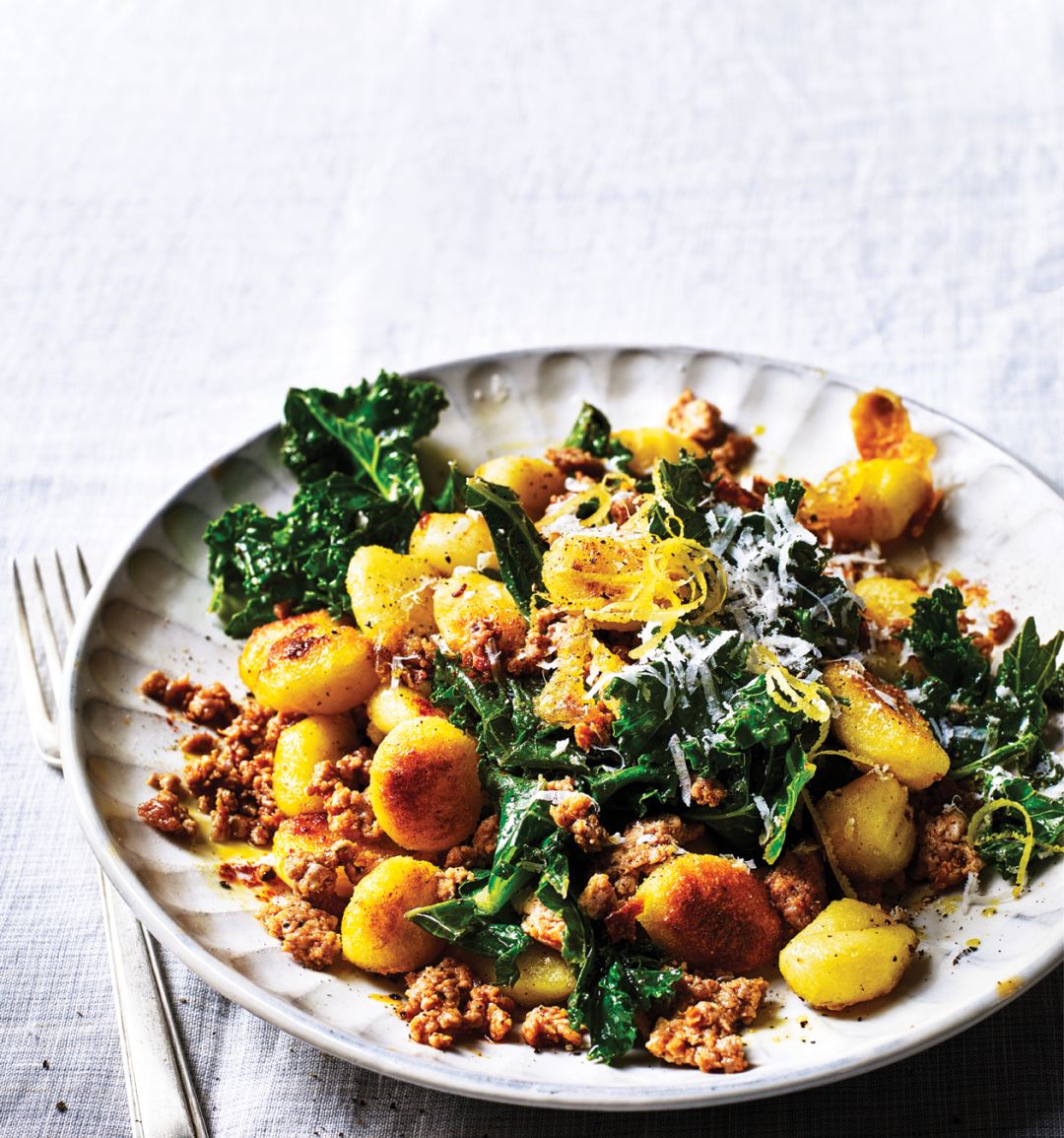 One-pan gnocchi and turkey hash