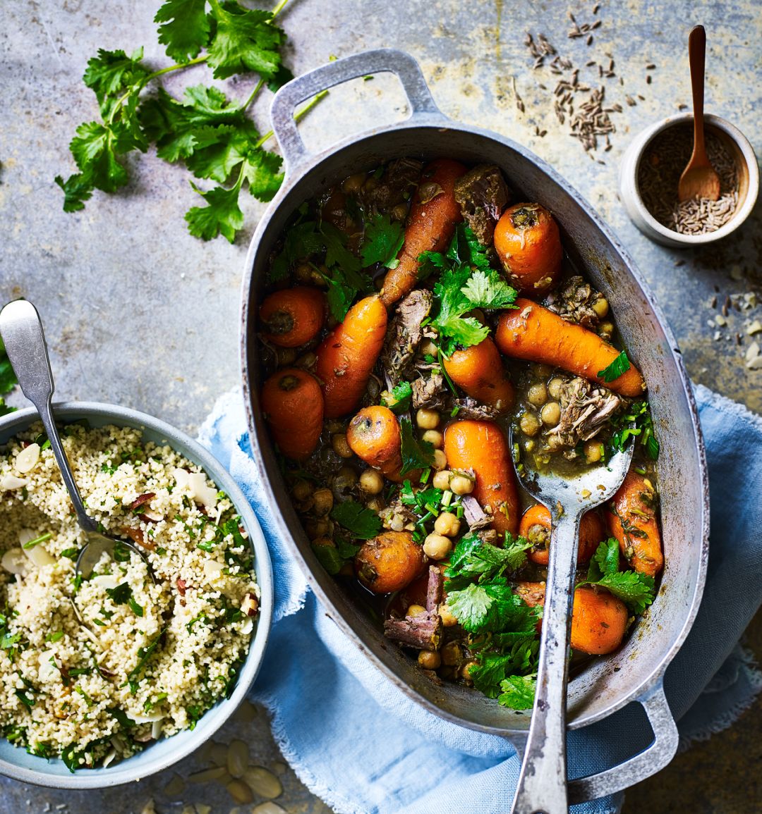 Slow cooker cumin, carrot and lamb tagine