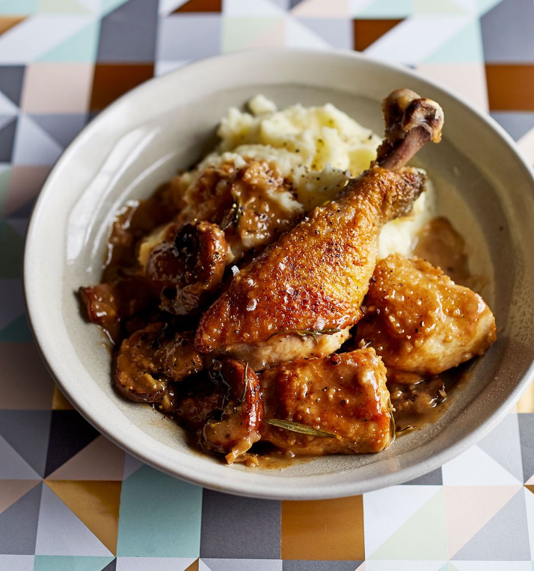 Braised chicken with mushrooms