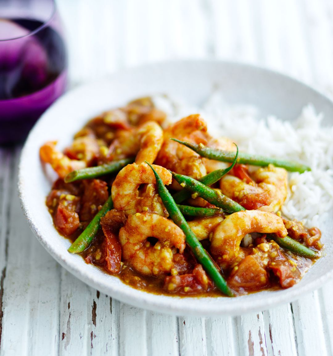 Tamarind prawns with cinnamon rice