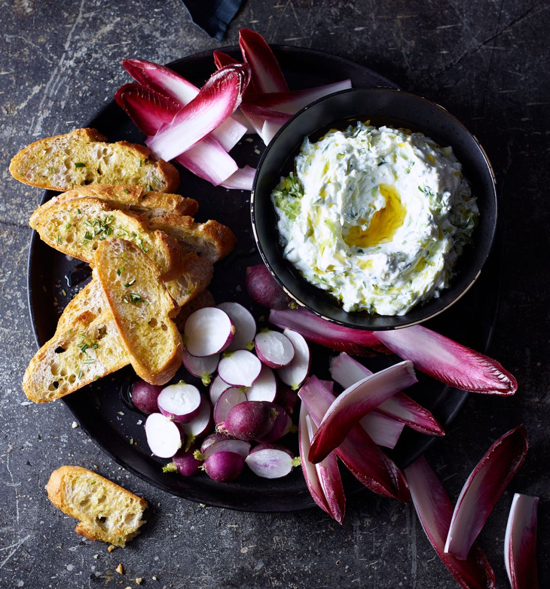 Salted cucumber feta dip