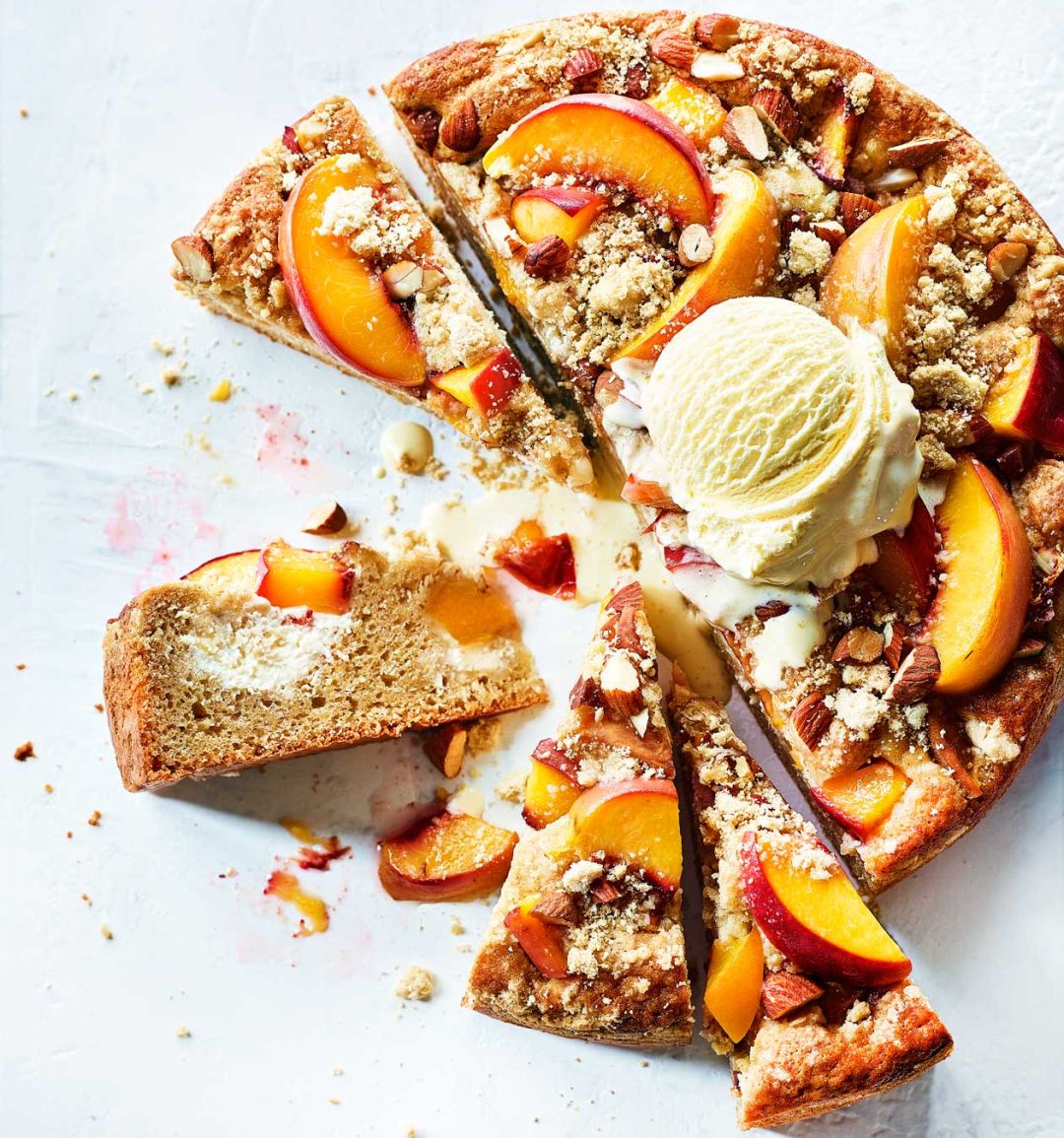 Peaches and cream crumble cake