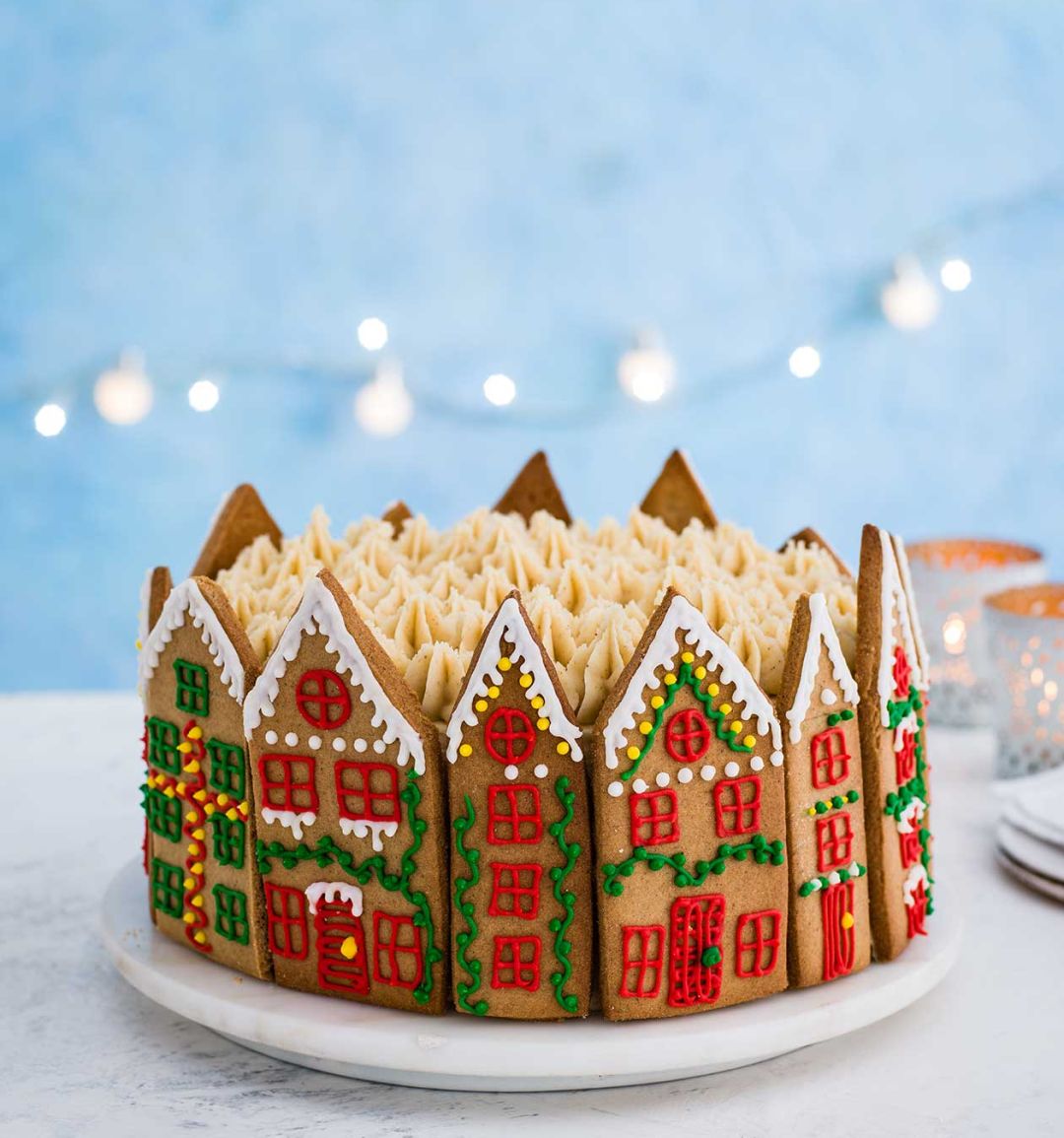Gingerbread village cake
