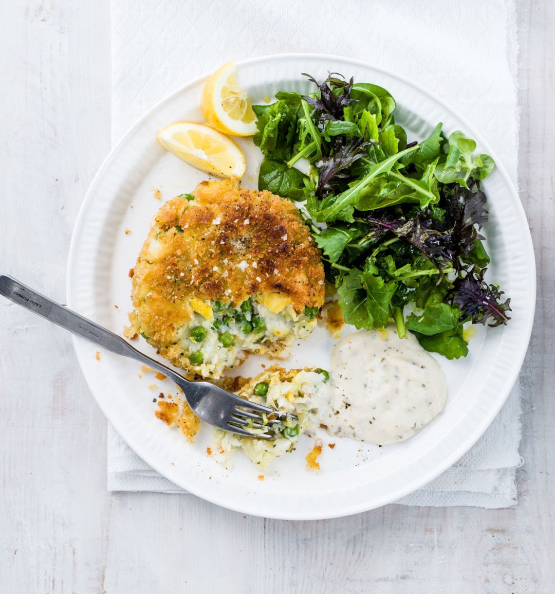 Smoked haddock and pea fishcakes