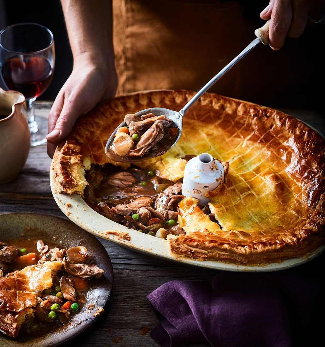Duck and red wine pie