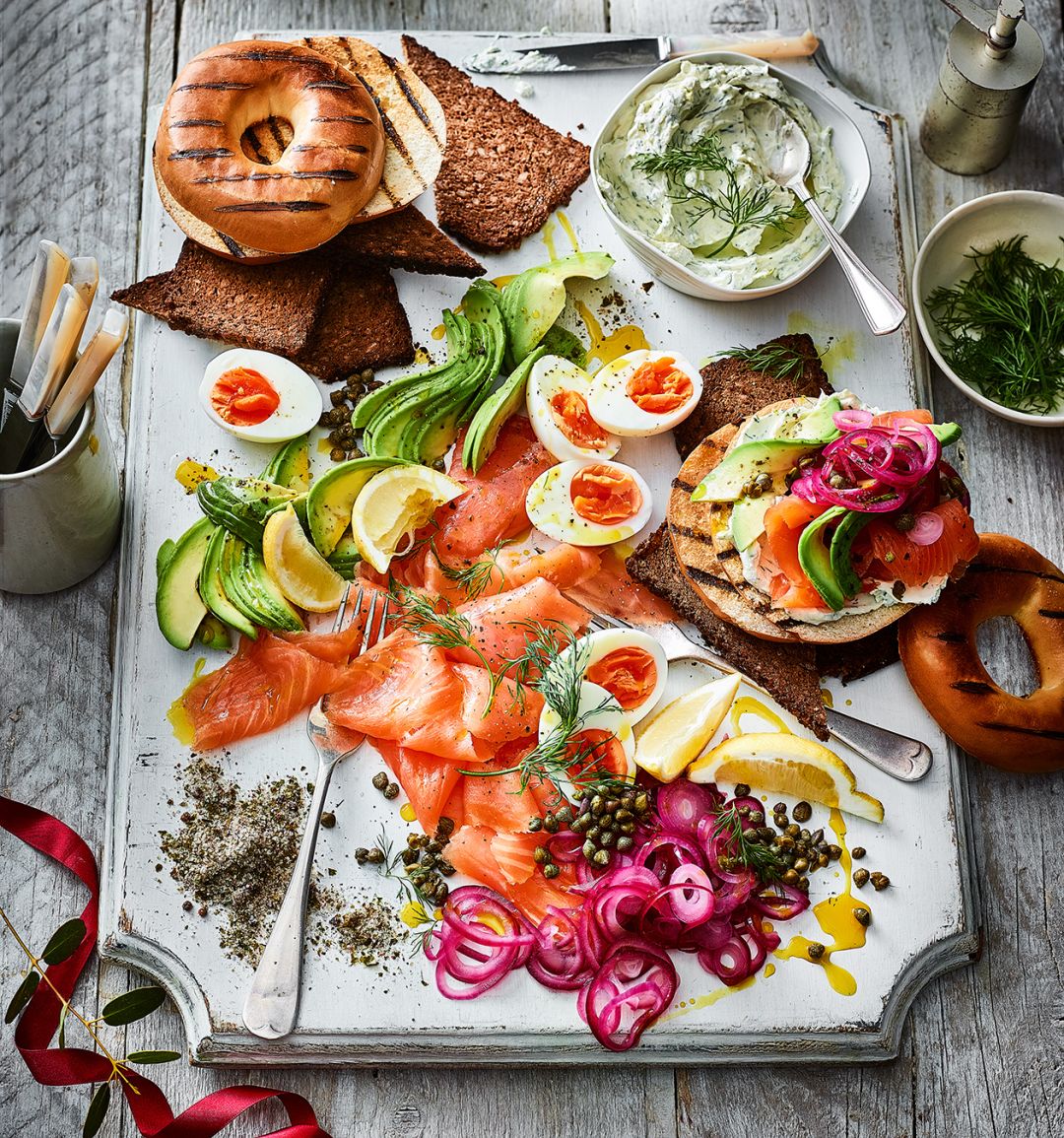 Smoked salmon breakfast platter
