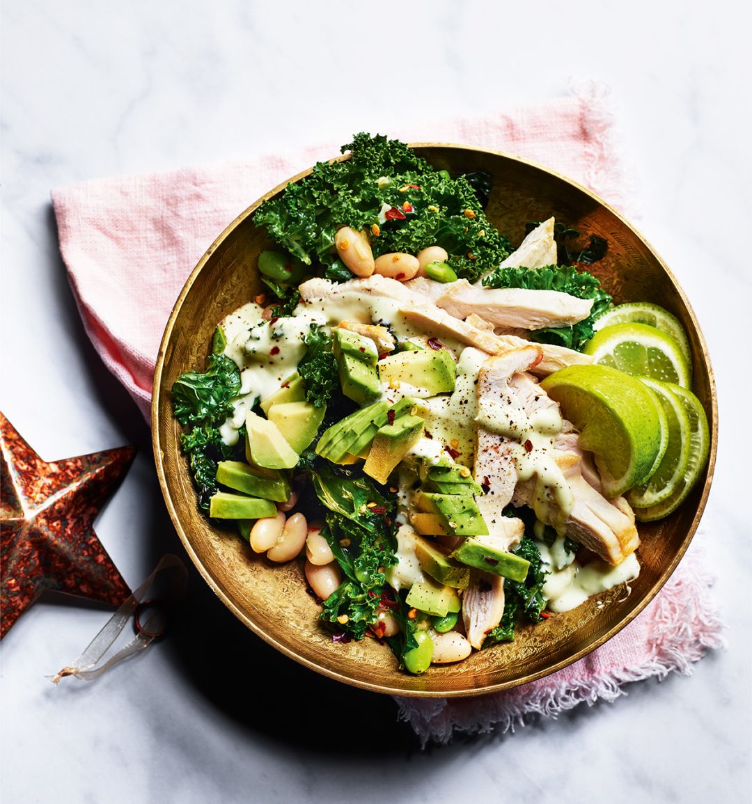 Green goddess glow bowl with chicken
