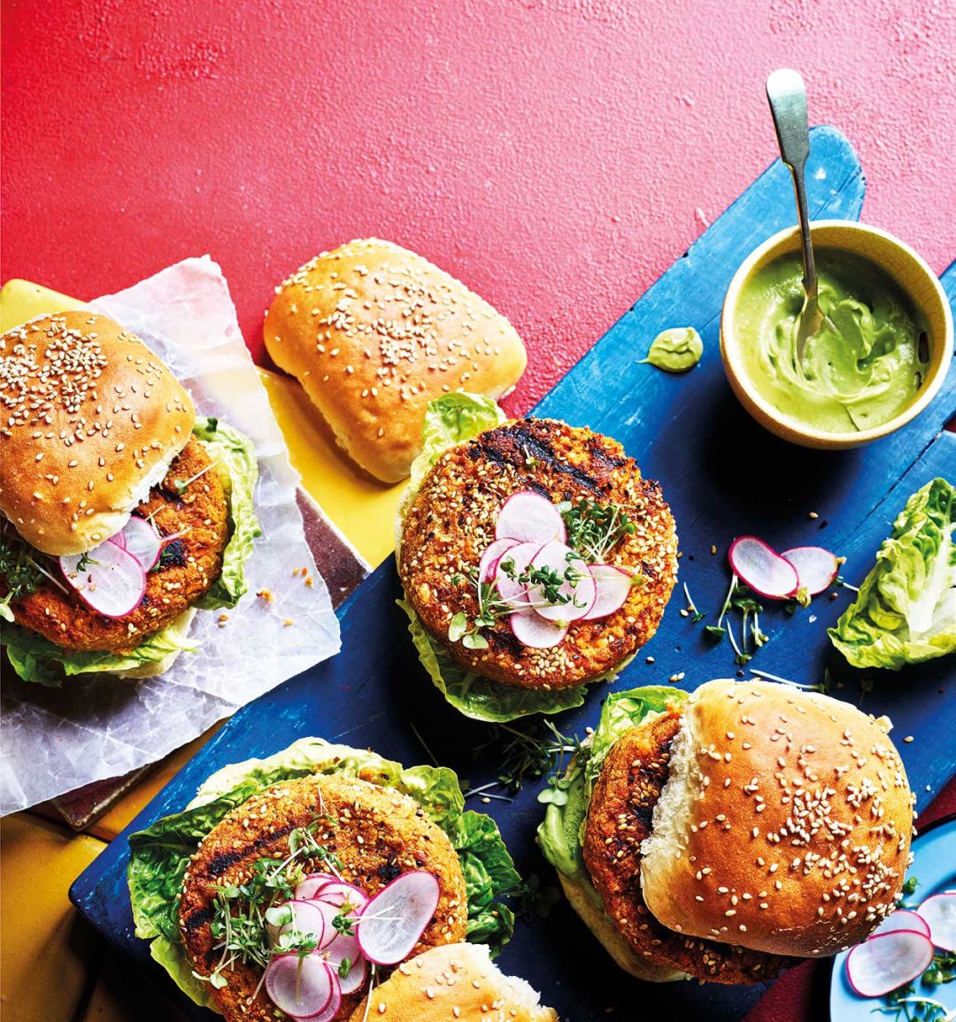 Miso chickpea and carrot veggie burgers