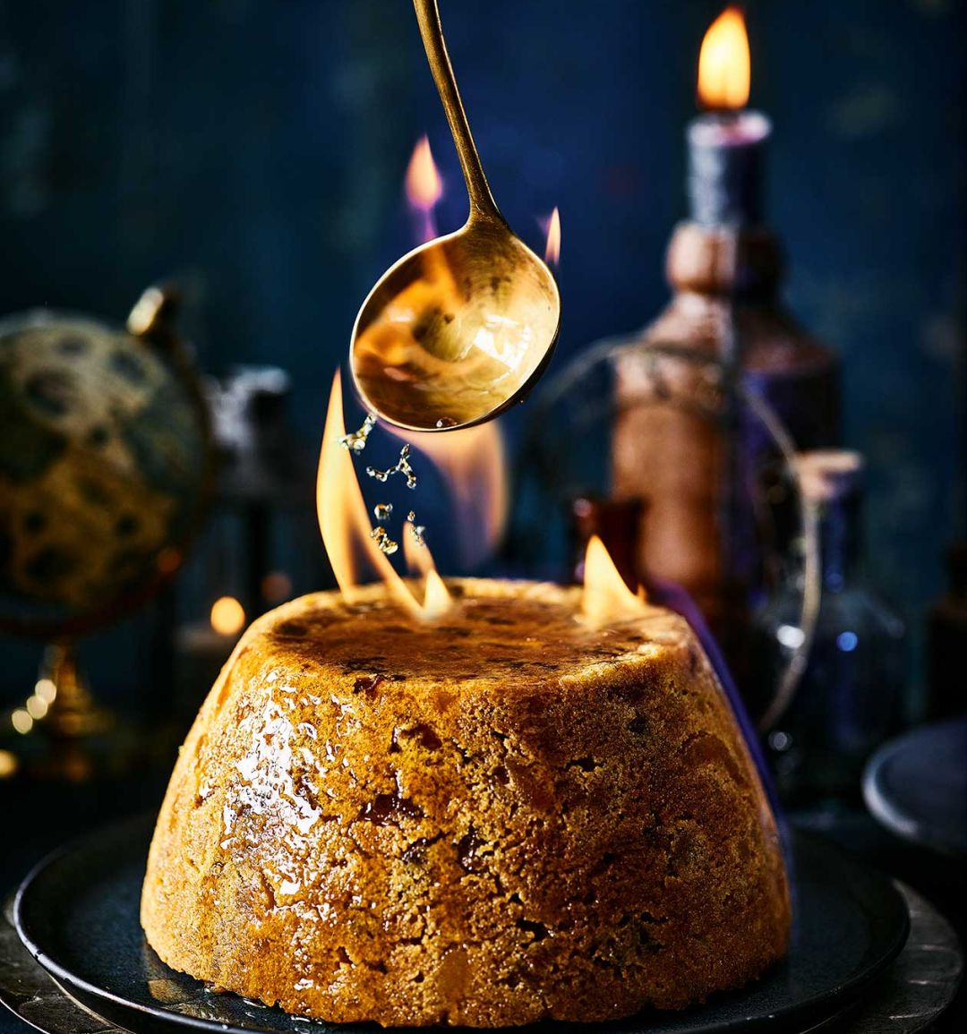 Golden glow Christmas pudding