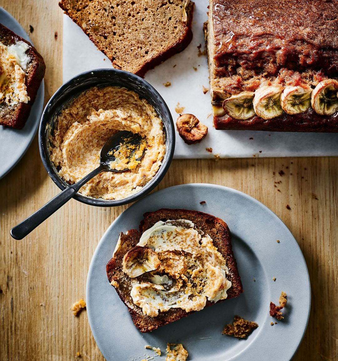 Banana bread with honeycomb butter