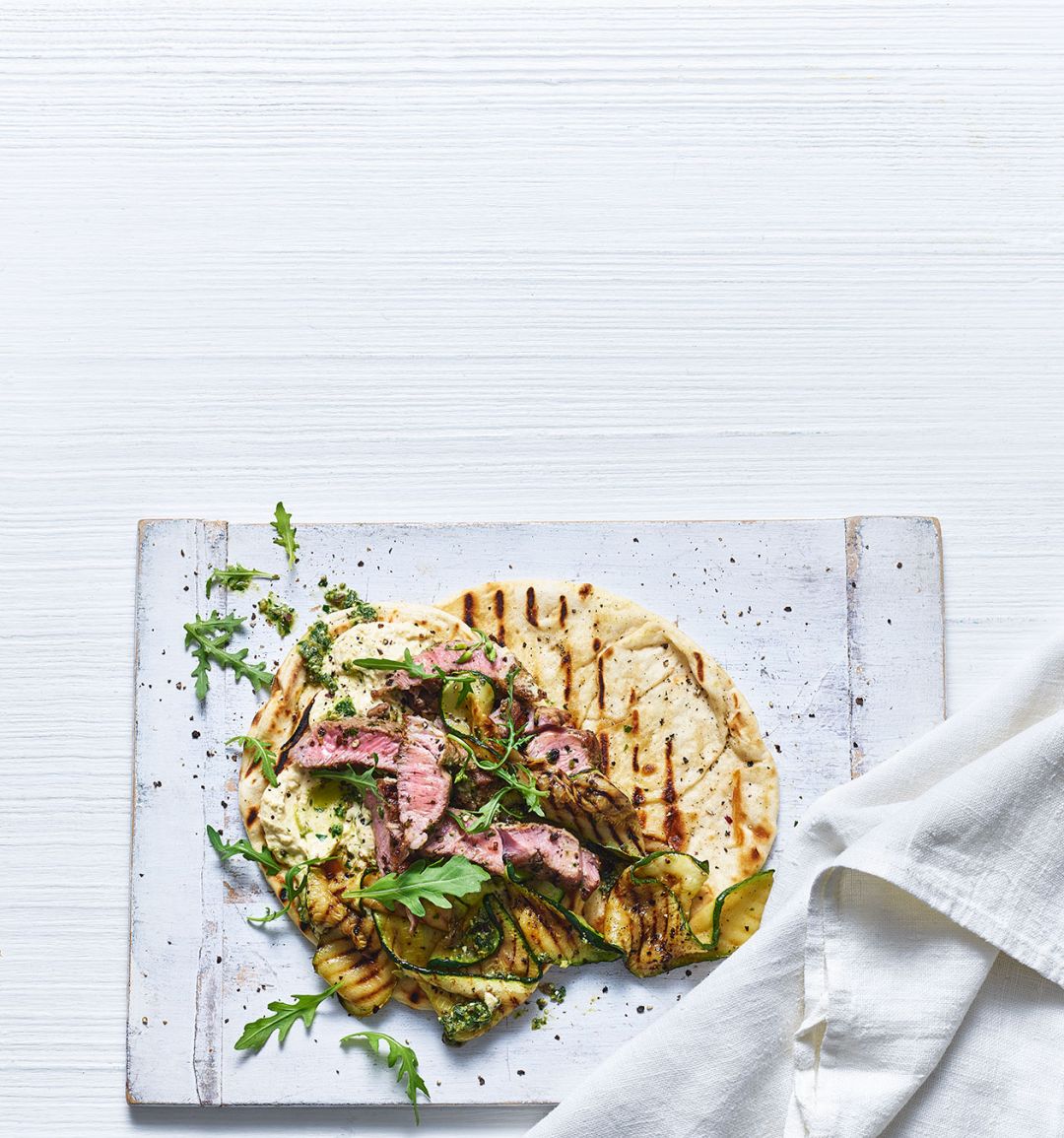 Lamb flatbreads with Greek pesto 