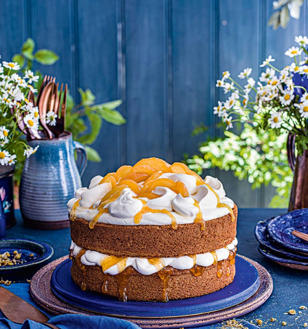 Honey, apricot and camomile cake  