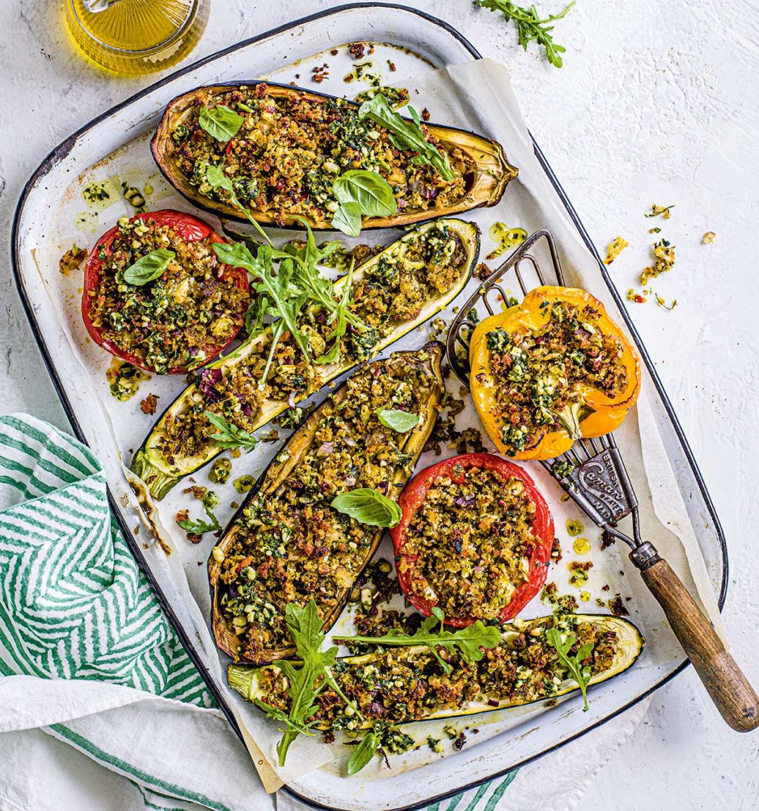 Italian stuffed herb and garlic veggies