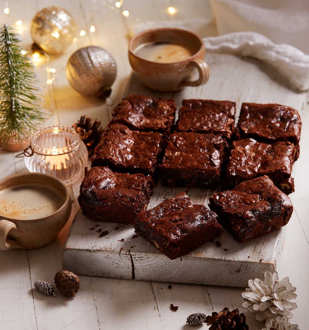 Rosemary, pecan & espresso brownies from Billington's 