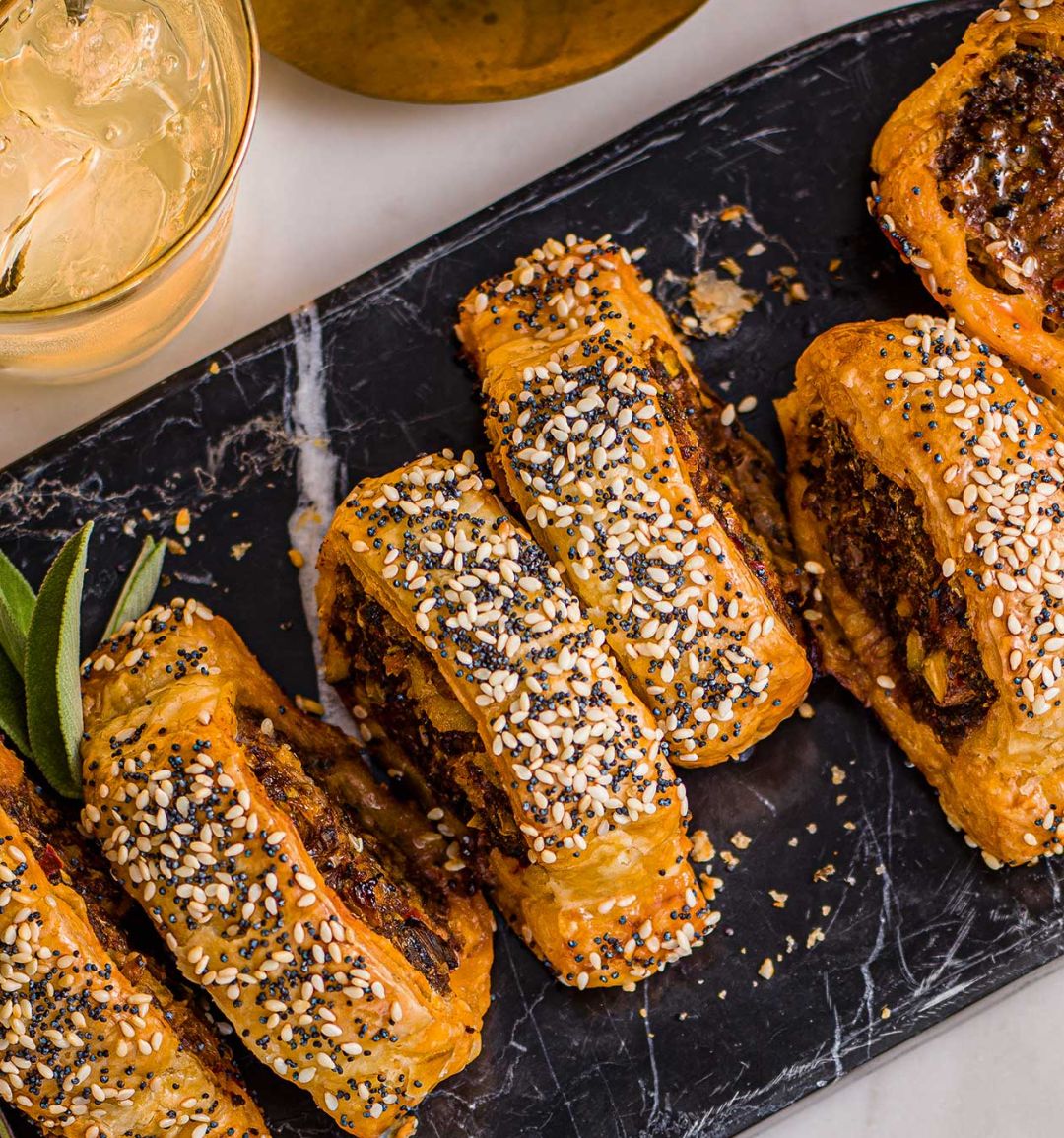 Harissa lamb sausage rolls