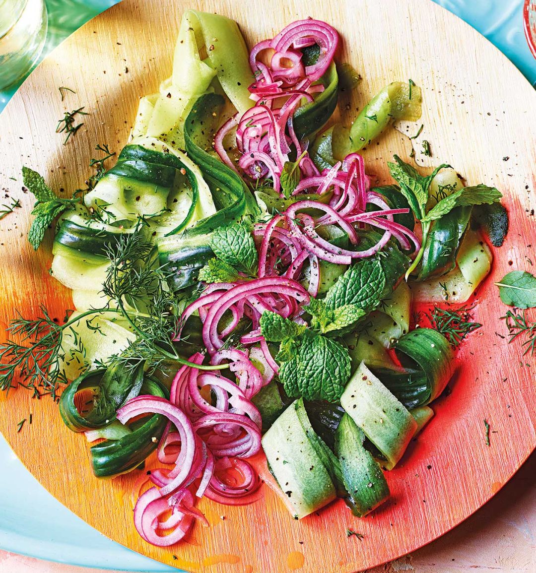 Pickled cucumber ribbons