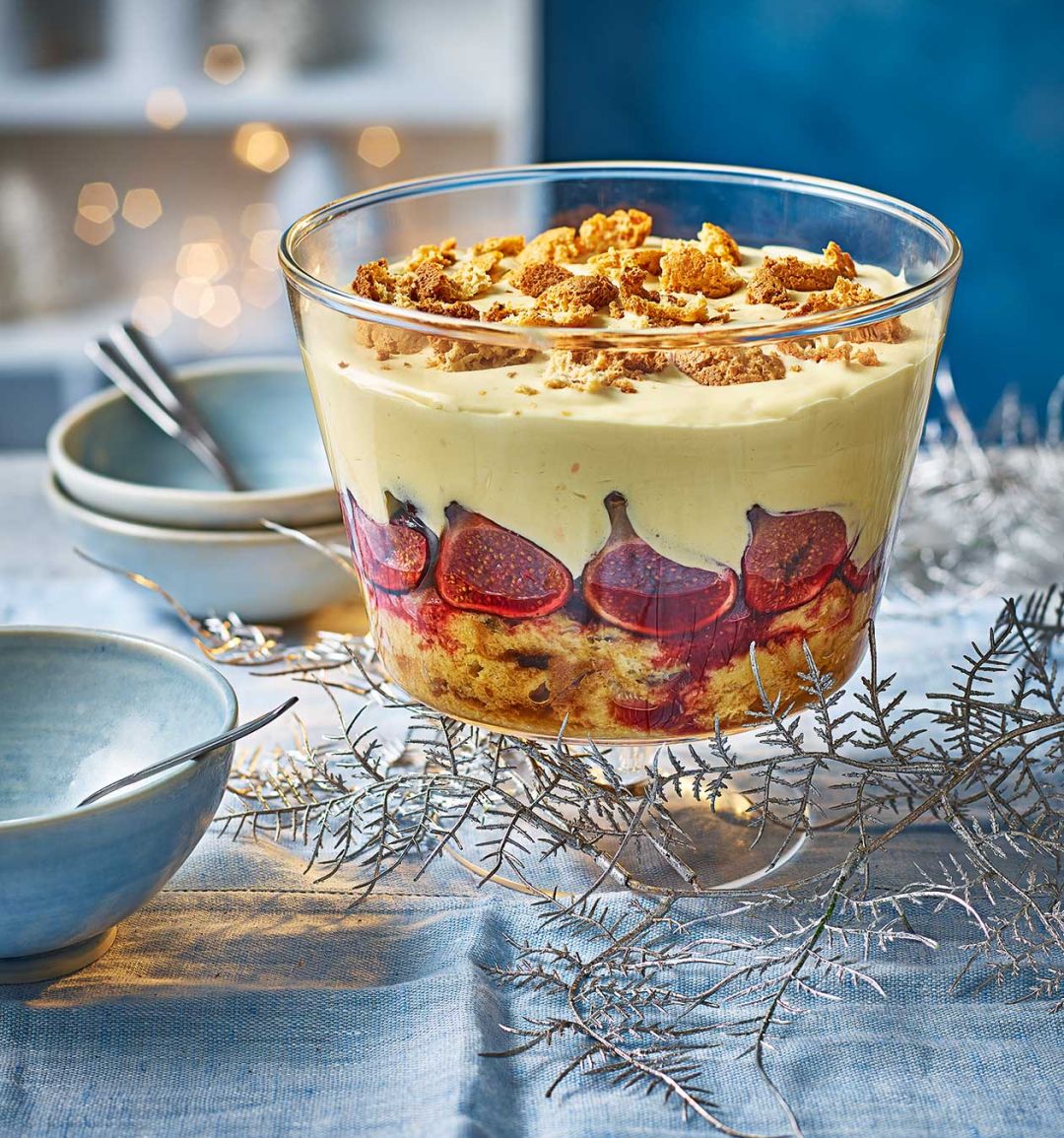 Zabaglione and fig trifle