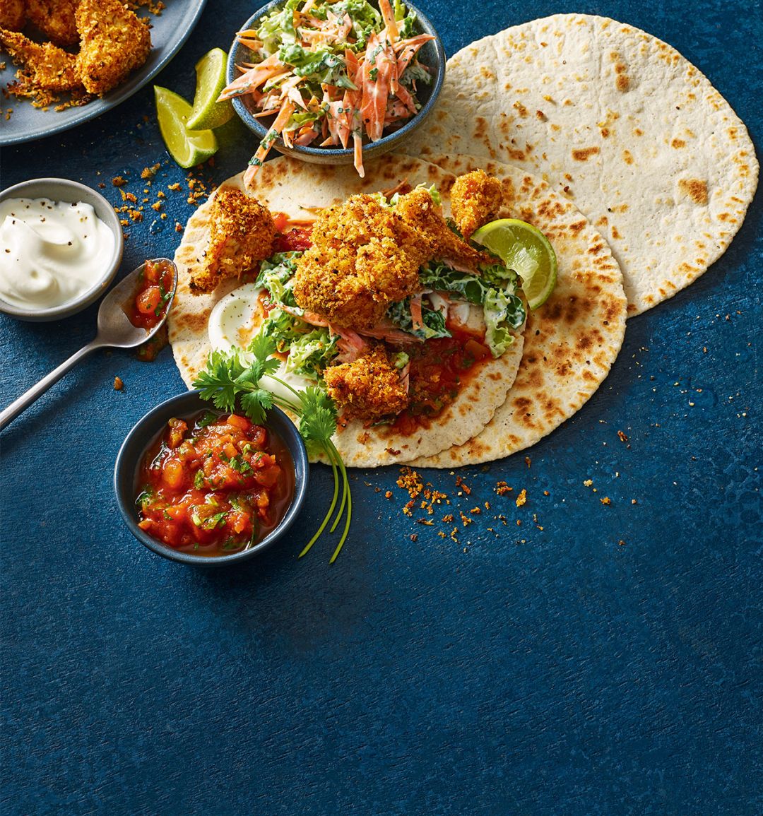 Crispy Cajun cauli tacos and slaw