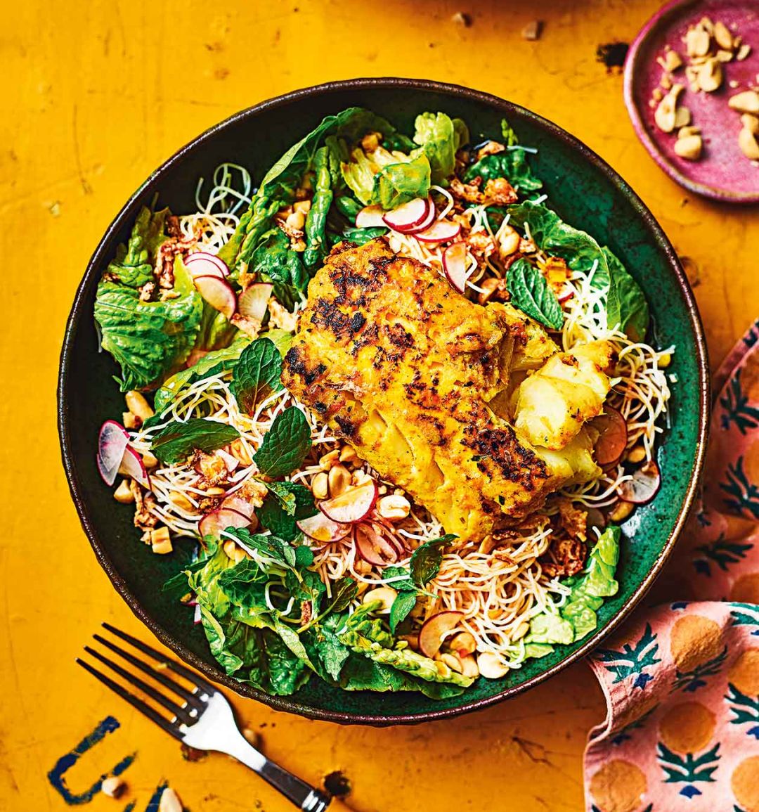 Vietnamese-style fish with noodles