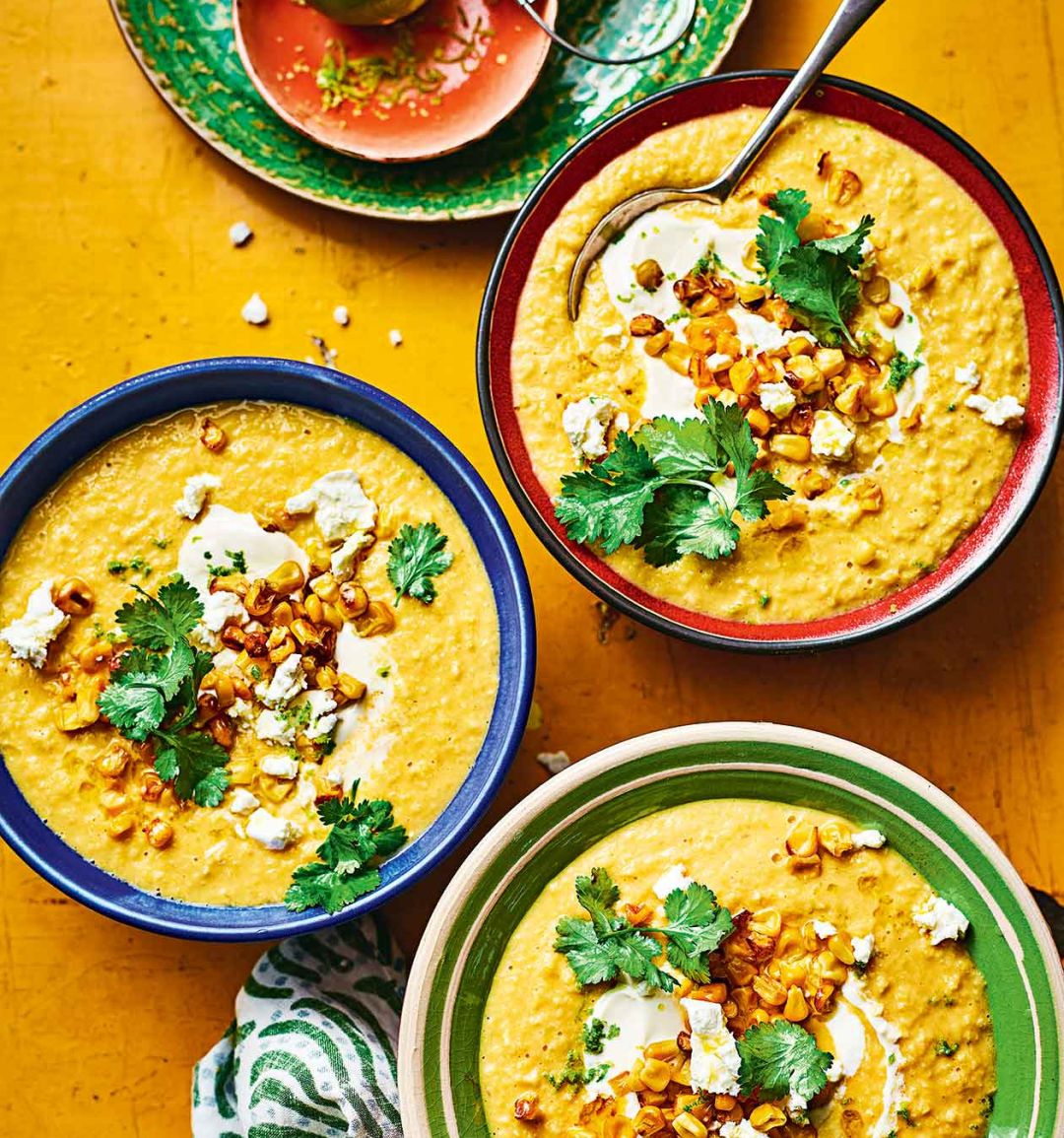 Mexican-style street corn soup